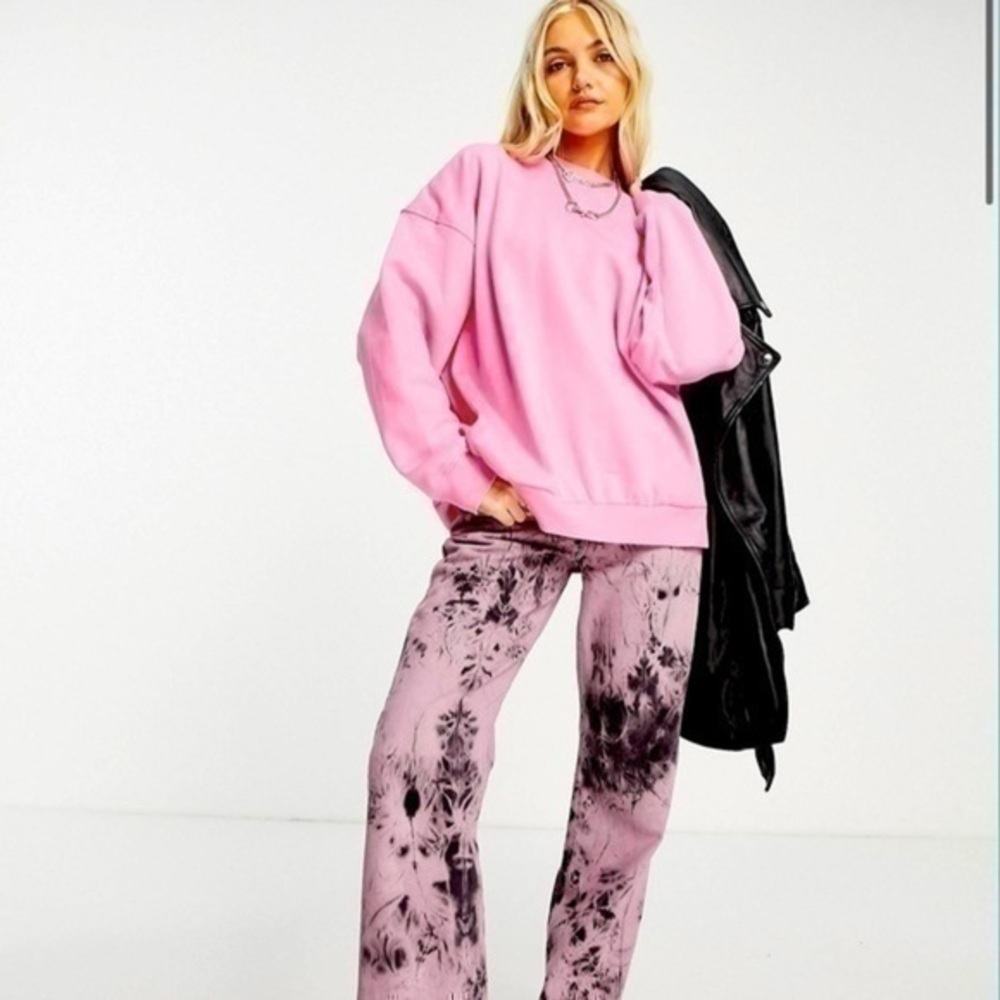 Pink Sweatshirt Split Hem